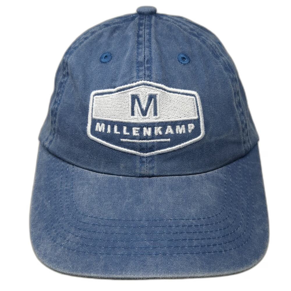 Port Authority Baseball Cap Blue OSFM Millenkamp M Shield Patch Slideback Hat